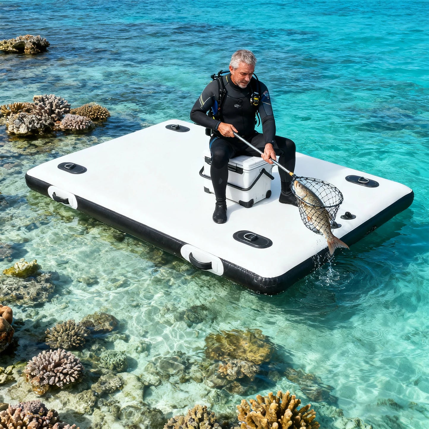 Portable Inflatable Fishing Boat And Floating Platform Foldable Design