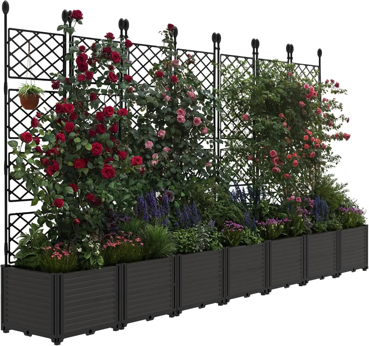 Twister.Ck Plastic Planter Box With Trellis Rack And Drainage