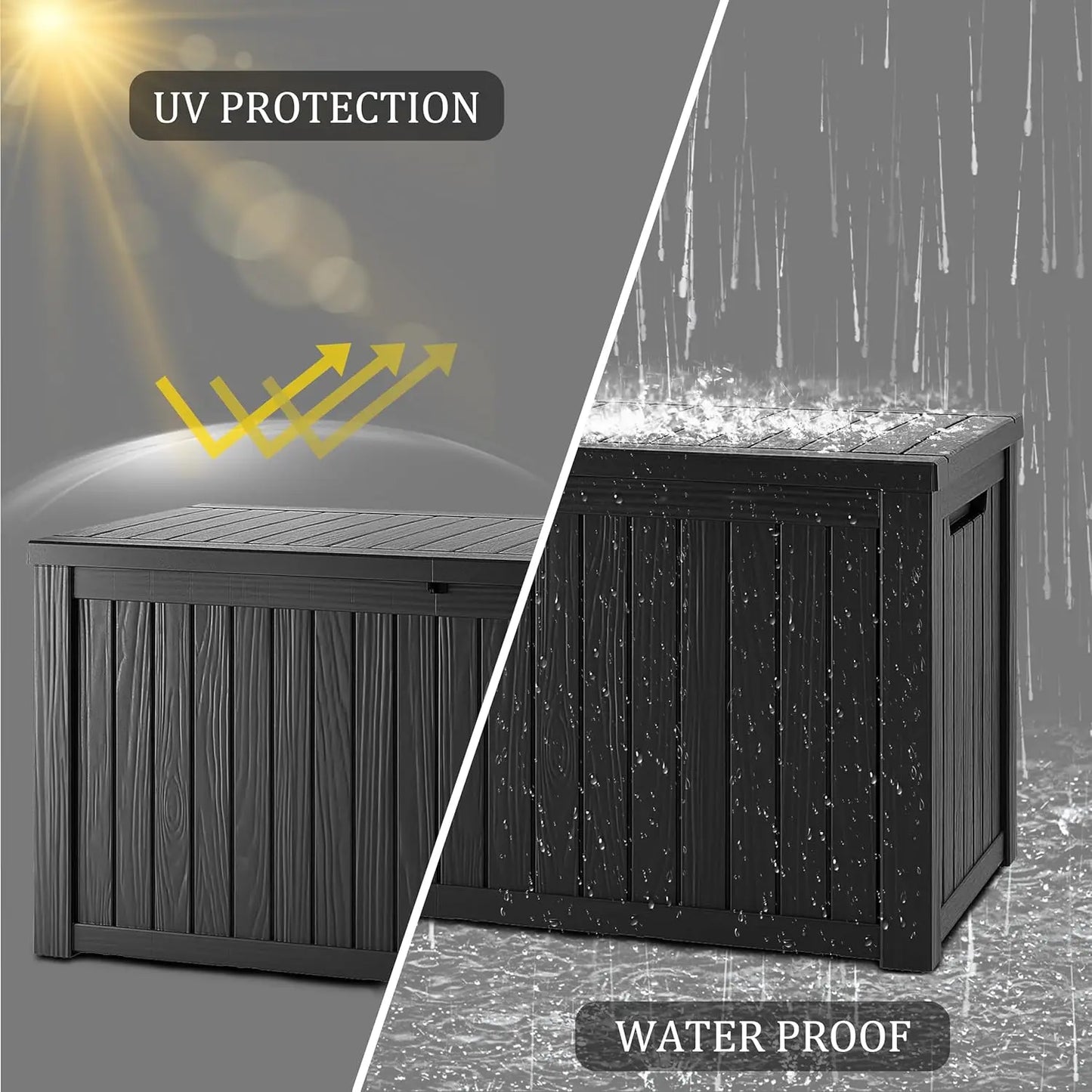 Lockable Resin Deck Box Outdoor Storage Waterproof UV Resistant