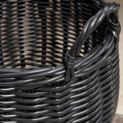 Resin Woven Wicker Basket With Handles For Storage