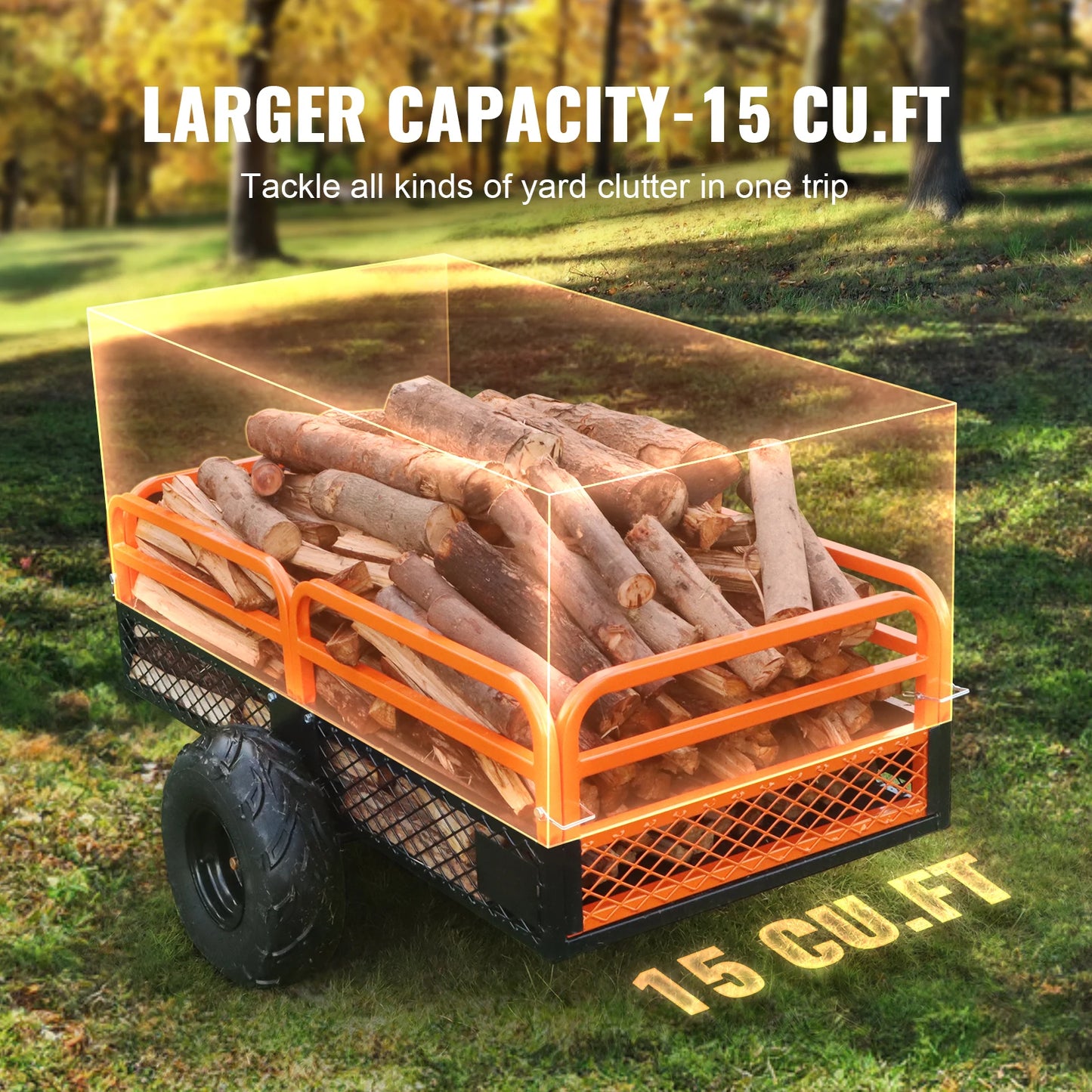 SucceBuy Heavy Duty Steel ATV Dump Trailer Tow Behind Cart With Removable Sides