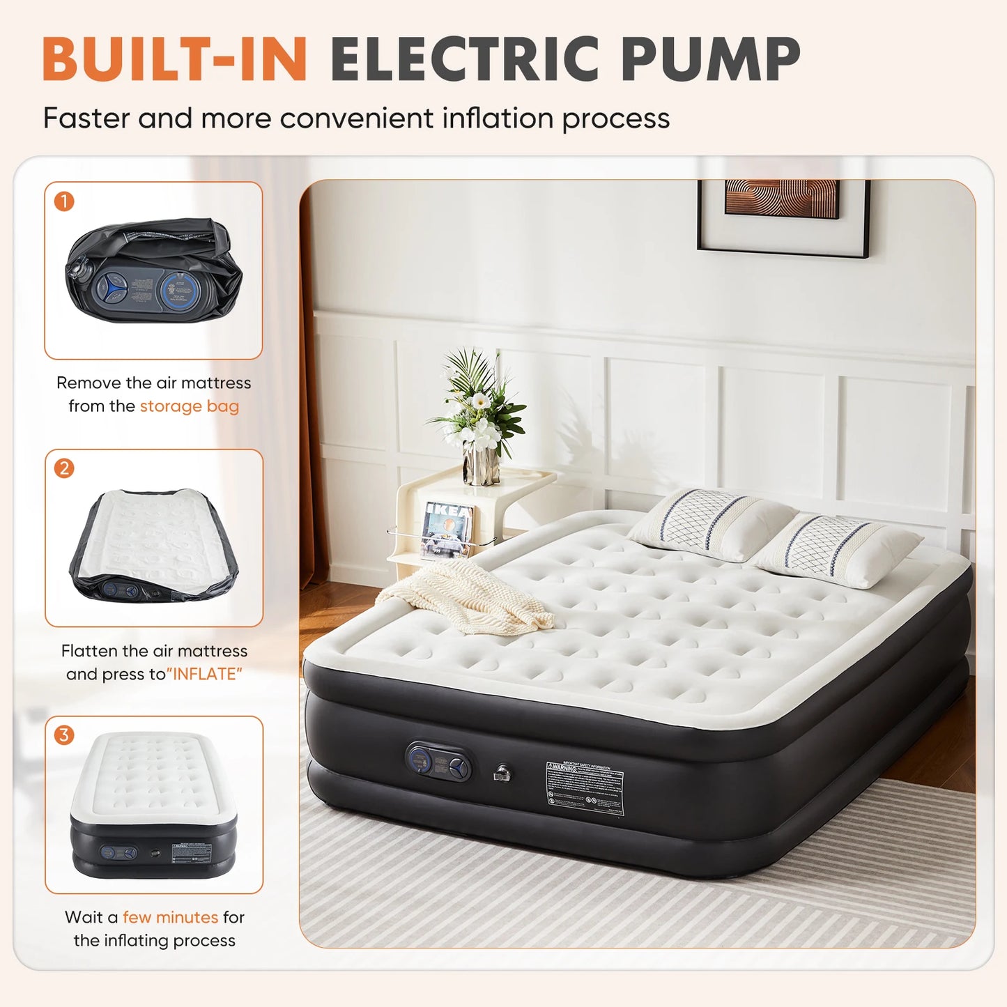 JHK Air Mattress With Non-Slip Bottom For Home Or Camping
