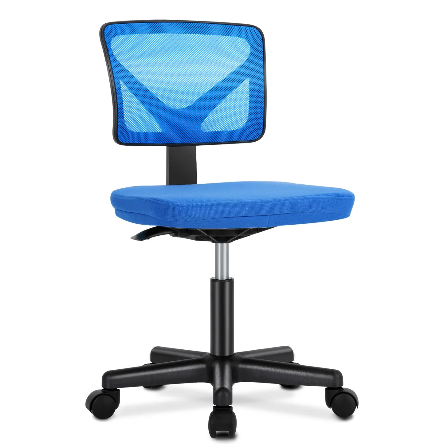 JHK Mesh Lumbar Armless Office Chair With Adjustable Height Wheels