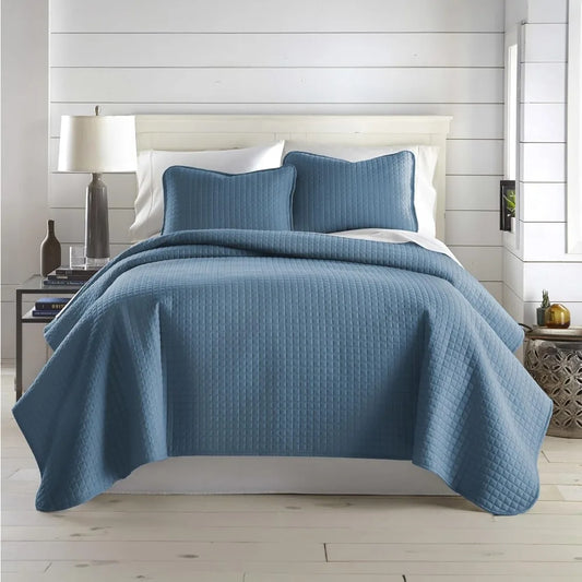 Lightweight Queen Quilt Bedding Set 100% Cotton Pet Resistant