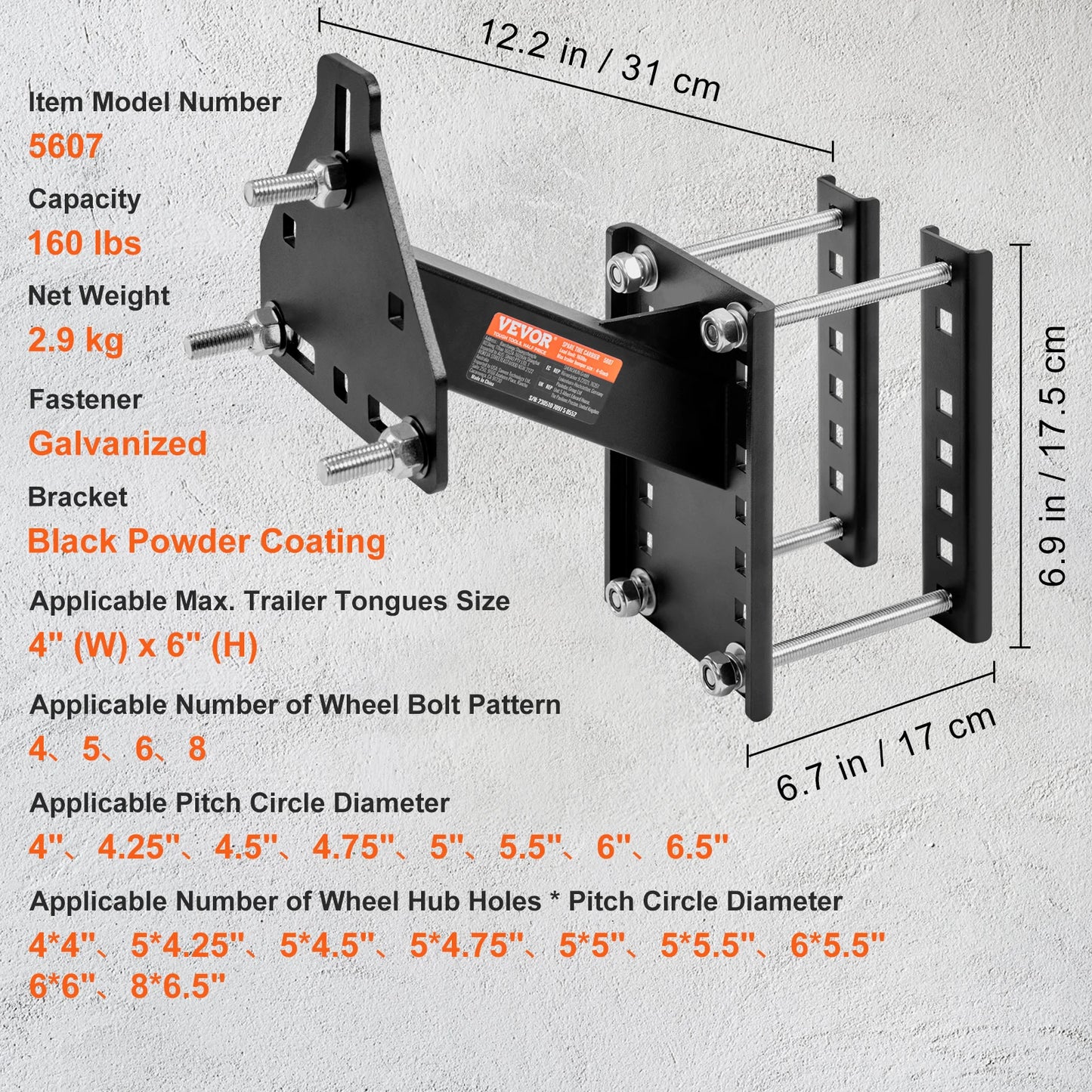 SucceBuy Spare Tire Carrier For Trailers RV On Bolt Patterns