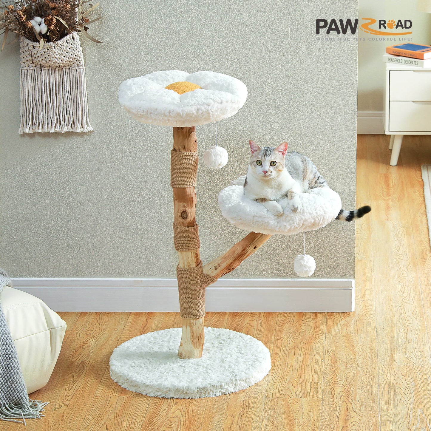 PAWZ Road Cat Tree Tower With Solid Wood Scratching Posts