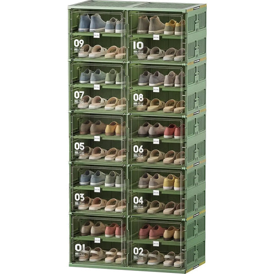 Foldable 10 Tier Shoe Rack Organizer For Entryway Storage