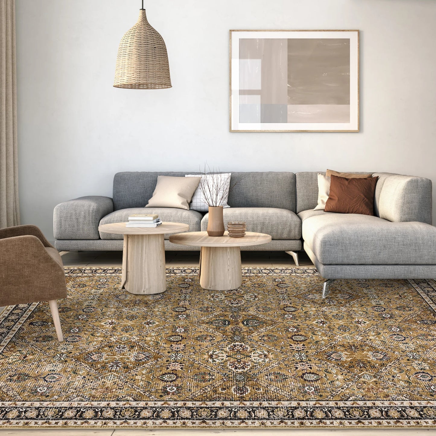 Polyester Moroccan Trellis Rug Non-Slip Stain Resistant