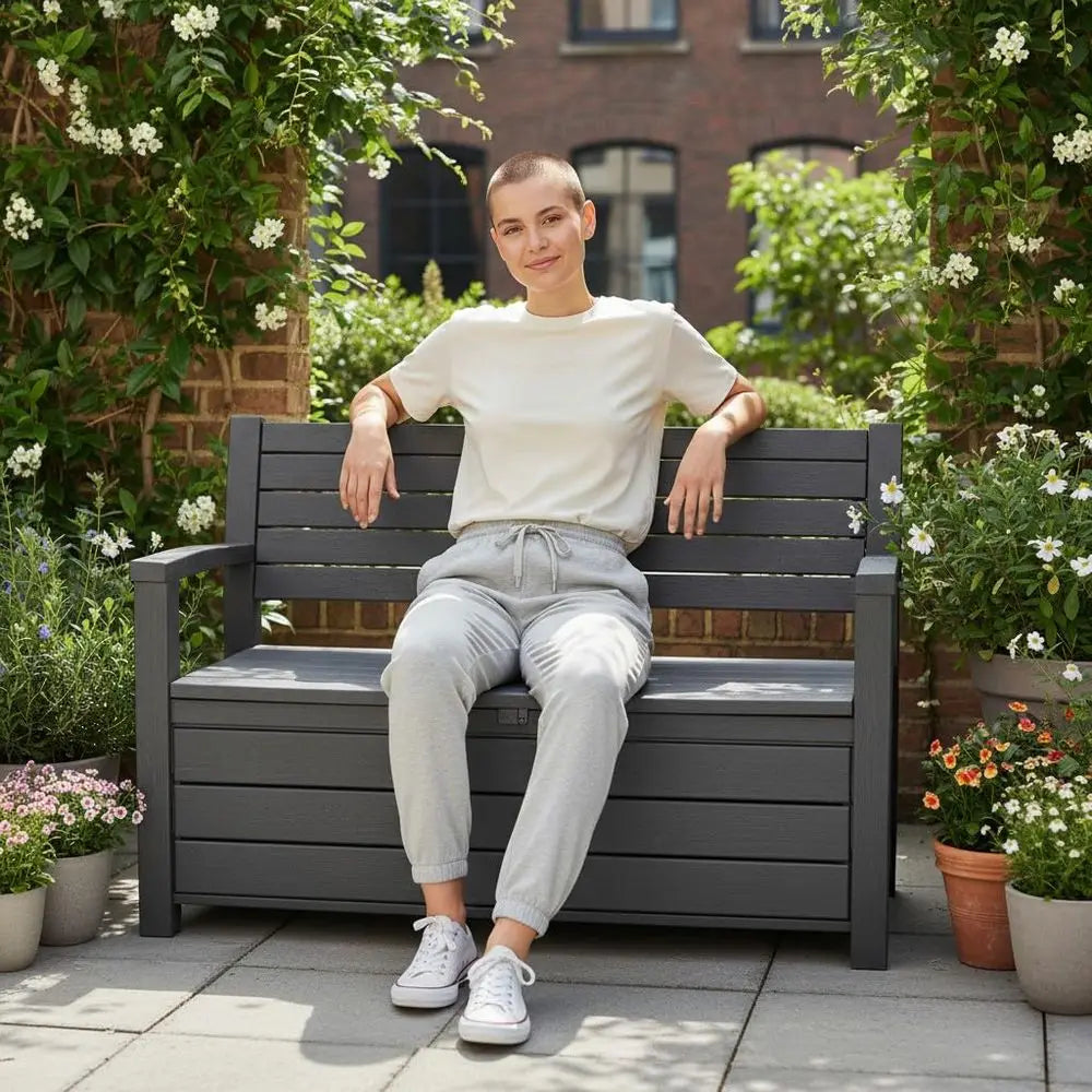 YTYIN Outdoor Weather Resistant Storage Deck Box With Backrest