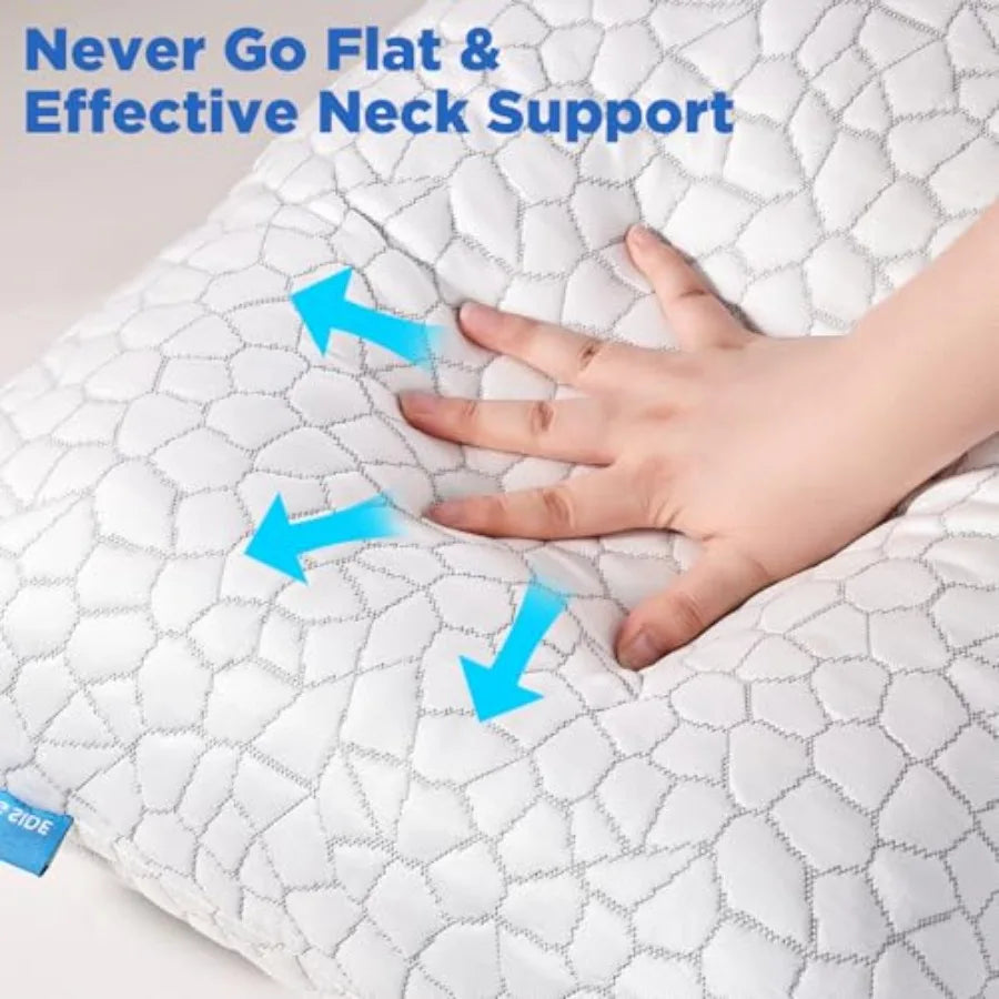 Side Sleeper Cervical Pillow 2 Pack, Ergonomic Cooling Design