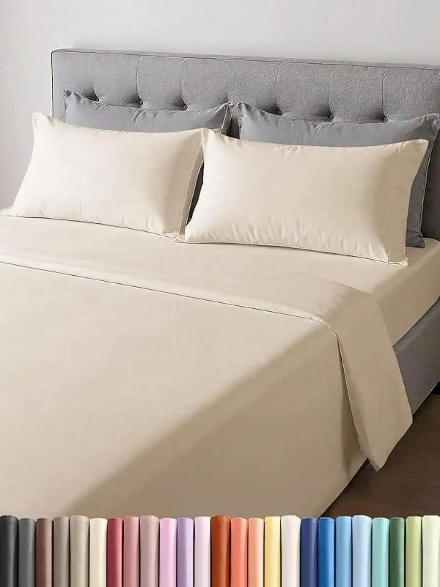 Lightweight 4 Piece Cooling Cotton Sheet Set With Deep Pockets