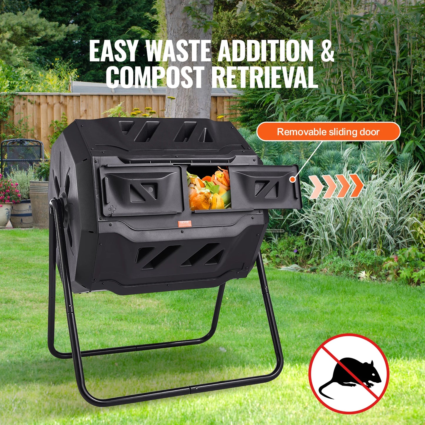 Tumbling Composter Dual Chamber Garden Bin For Easy Composting