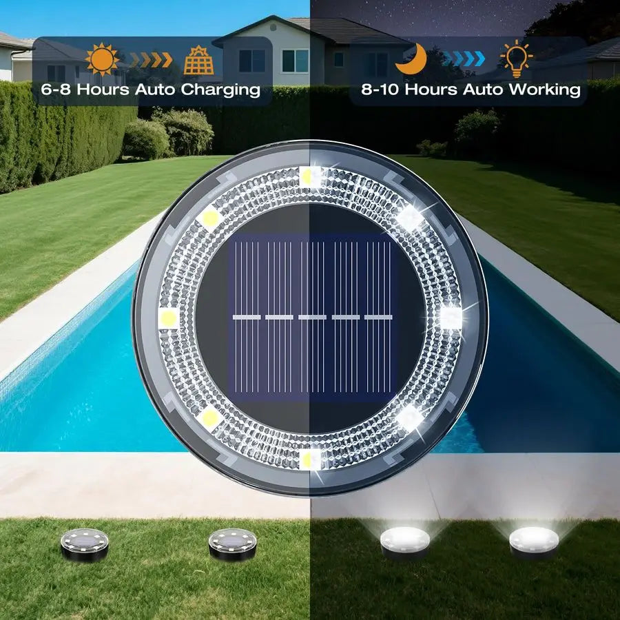 Mini Solar Ground Lights 24 Pack Outdoor Waterproof LEDs