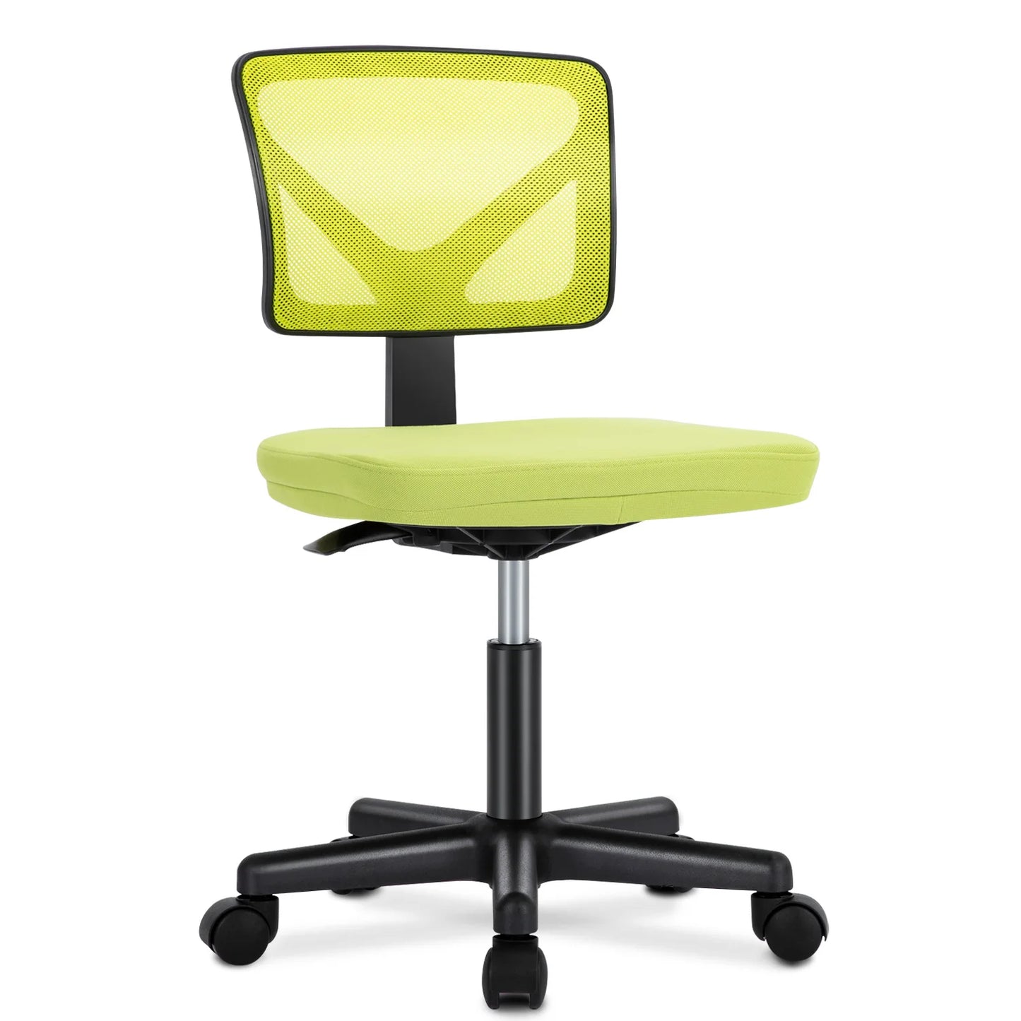 JHK Mesh Lumbar Armless Office Chair With Adjustable Height Wheels