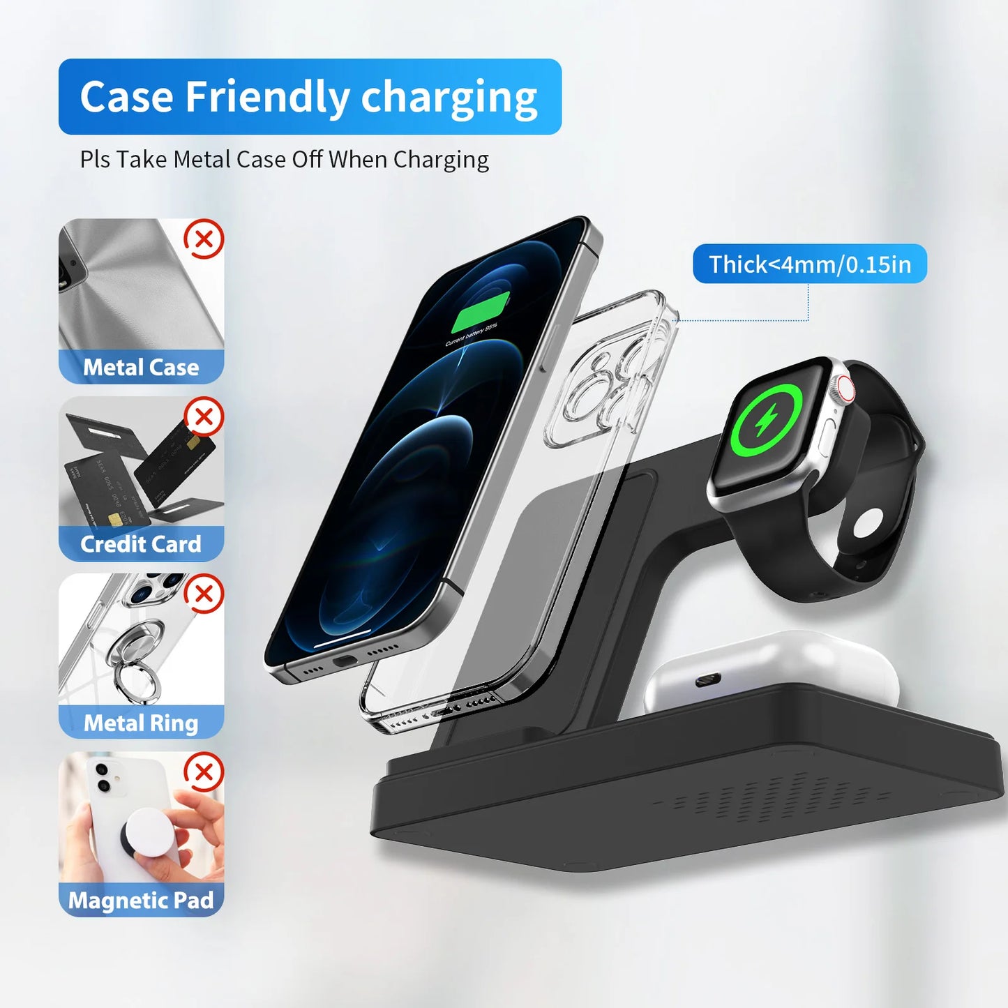3-In-1 Magnetic Wireless Charger Station 18W Foldable
