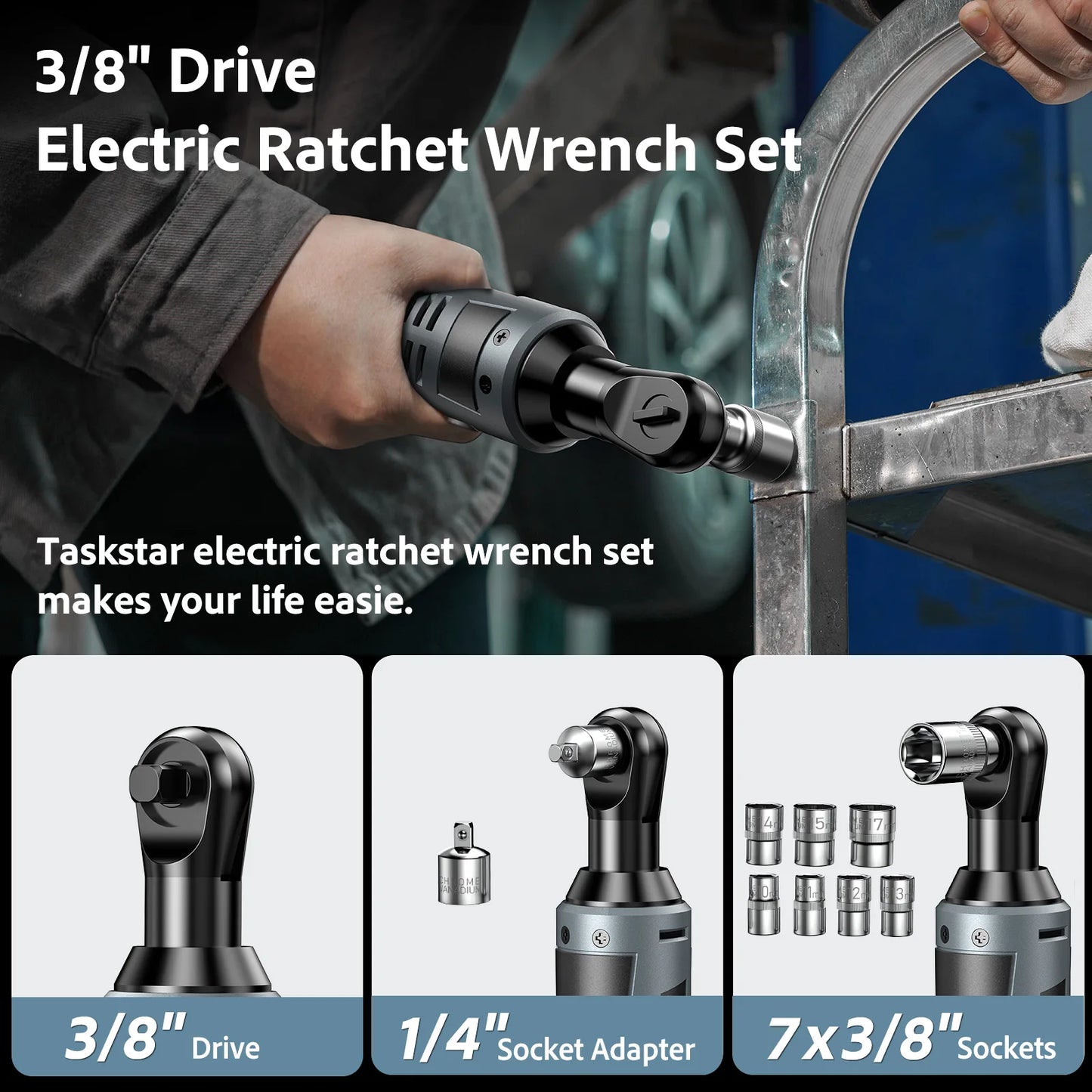 Taskstar 12V Cordless Ratchet Wrench Kit With Sockets