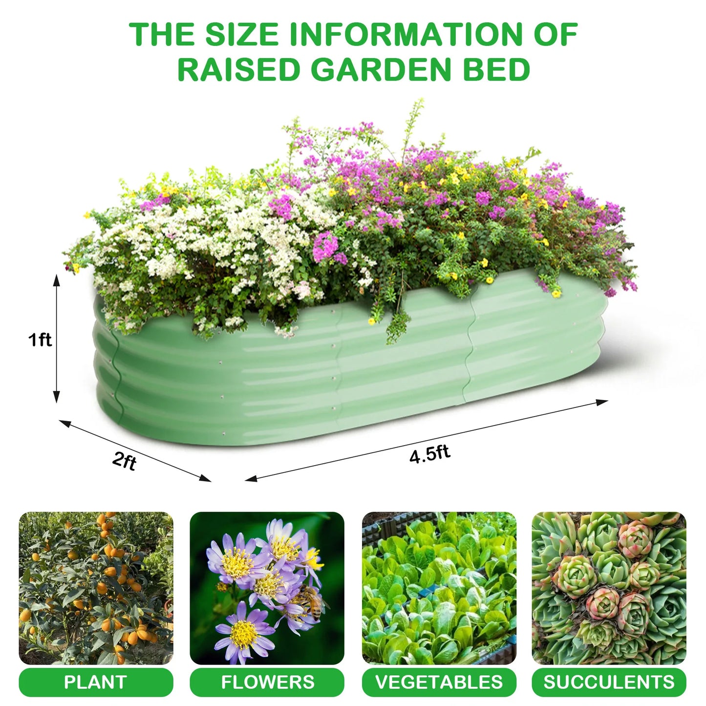 Himiss 2 Pack Galvanized Steel Raised Garden Planter Box For Vegetables Flowers