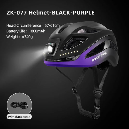 ROCKBROS Cycling Front LED Light Helmet With Type C Charging