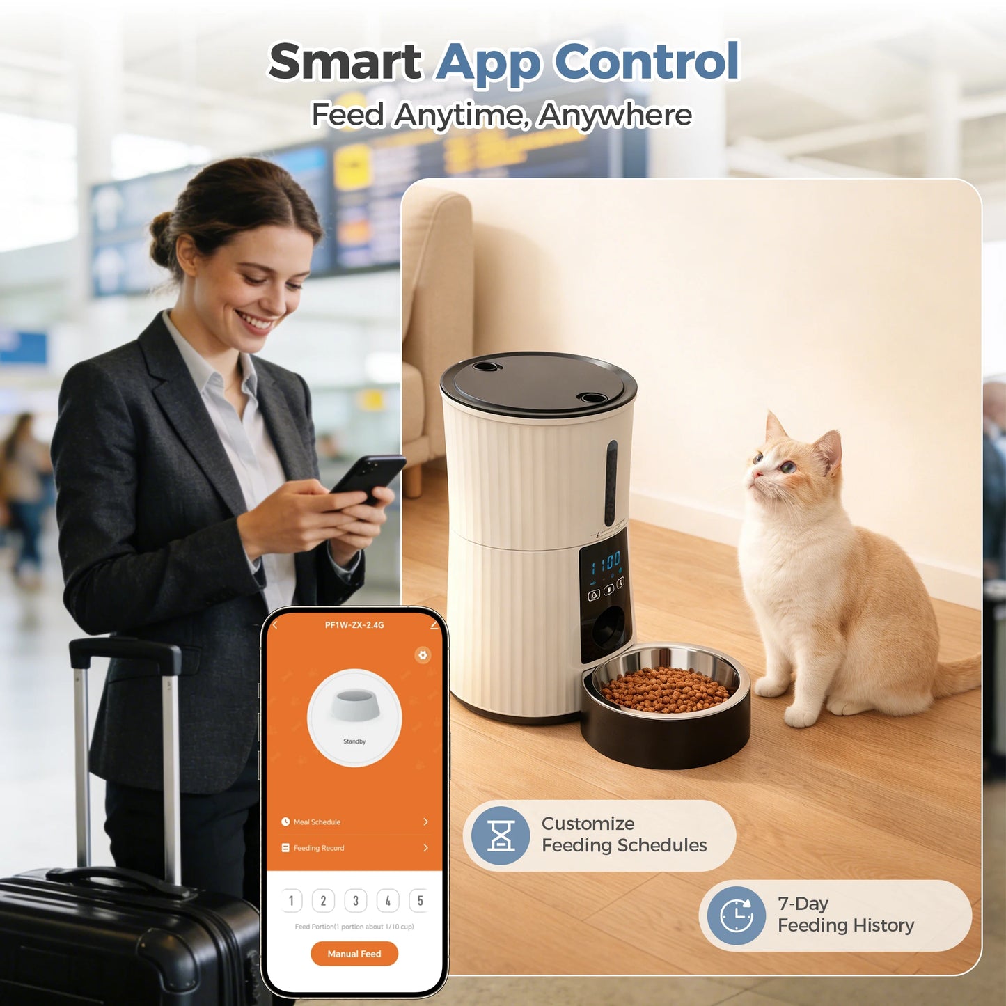 WiFi Automatic Cat Feeder With App Control Programmable