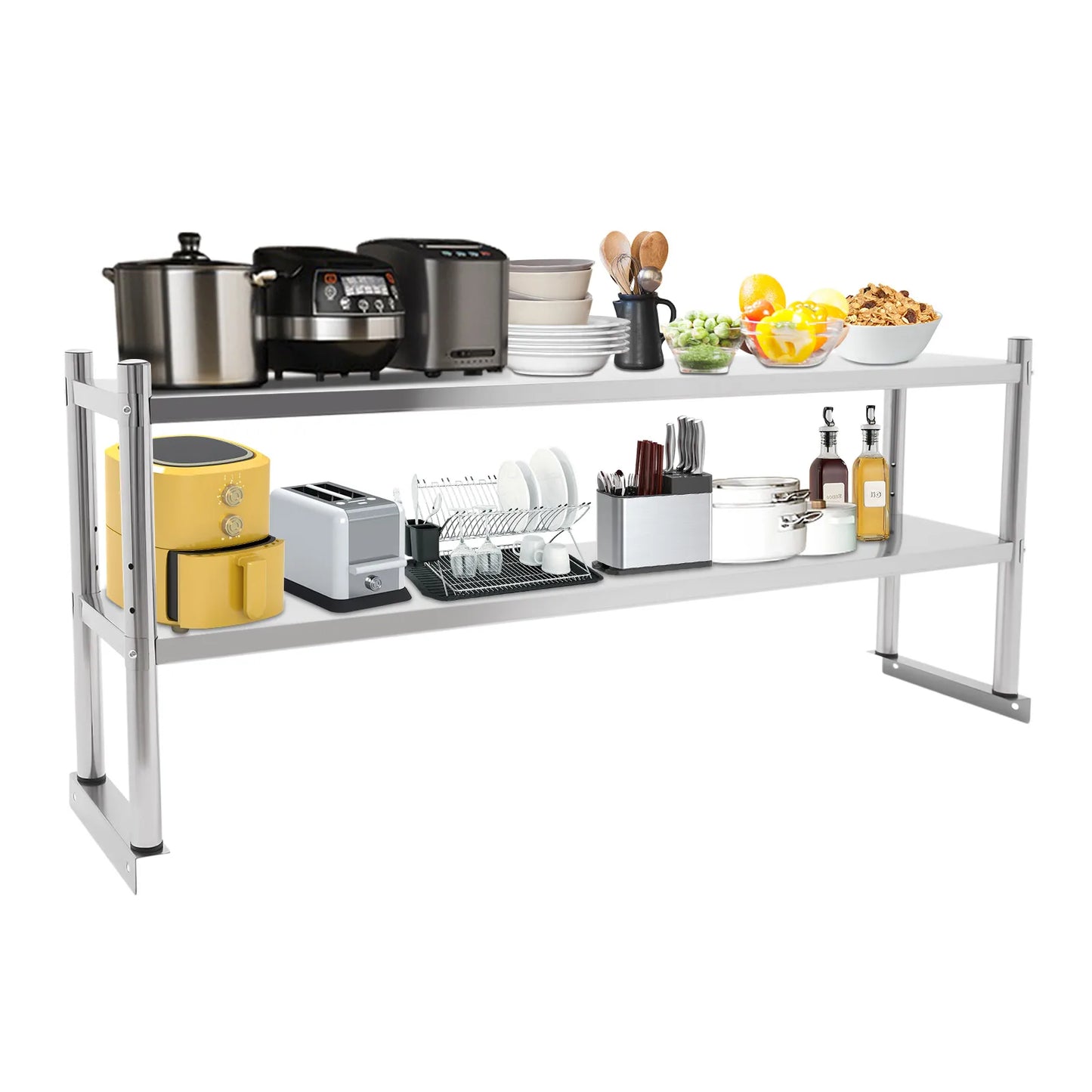 Stainless Steel Two Tier Adjustable Shelving Unit For Kitchen