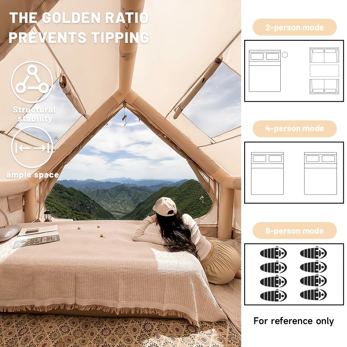 Inflatable Camping Tent With Skylight And Quick Airflow Breathable Mesh