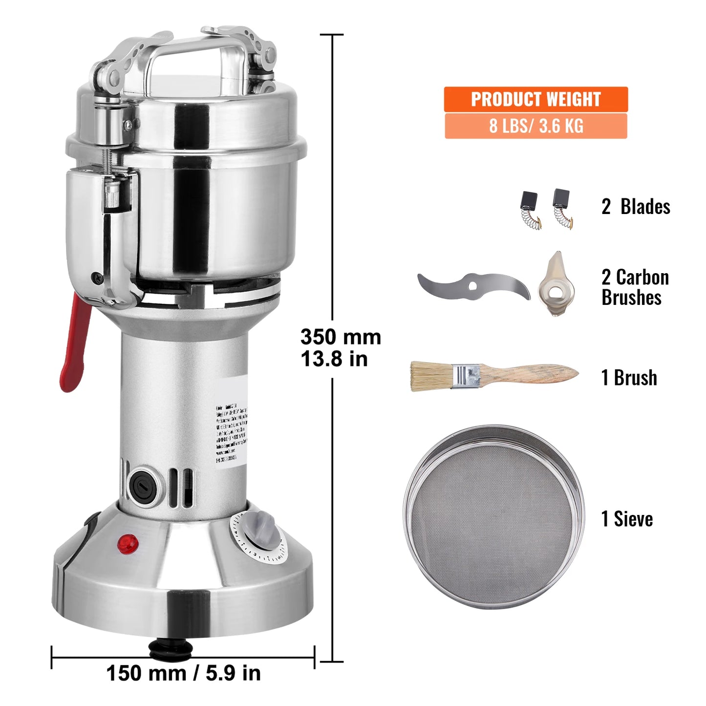 SucceBuy Electric Grain Mill Grinder 150-2500g For Dry Herbs