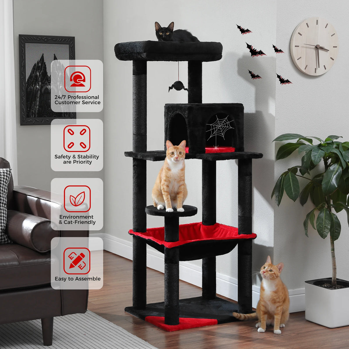 PAWZ Road Gothic 5-Tier Cat Tree Tower with Hammock And Sisal Scratcher