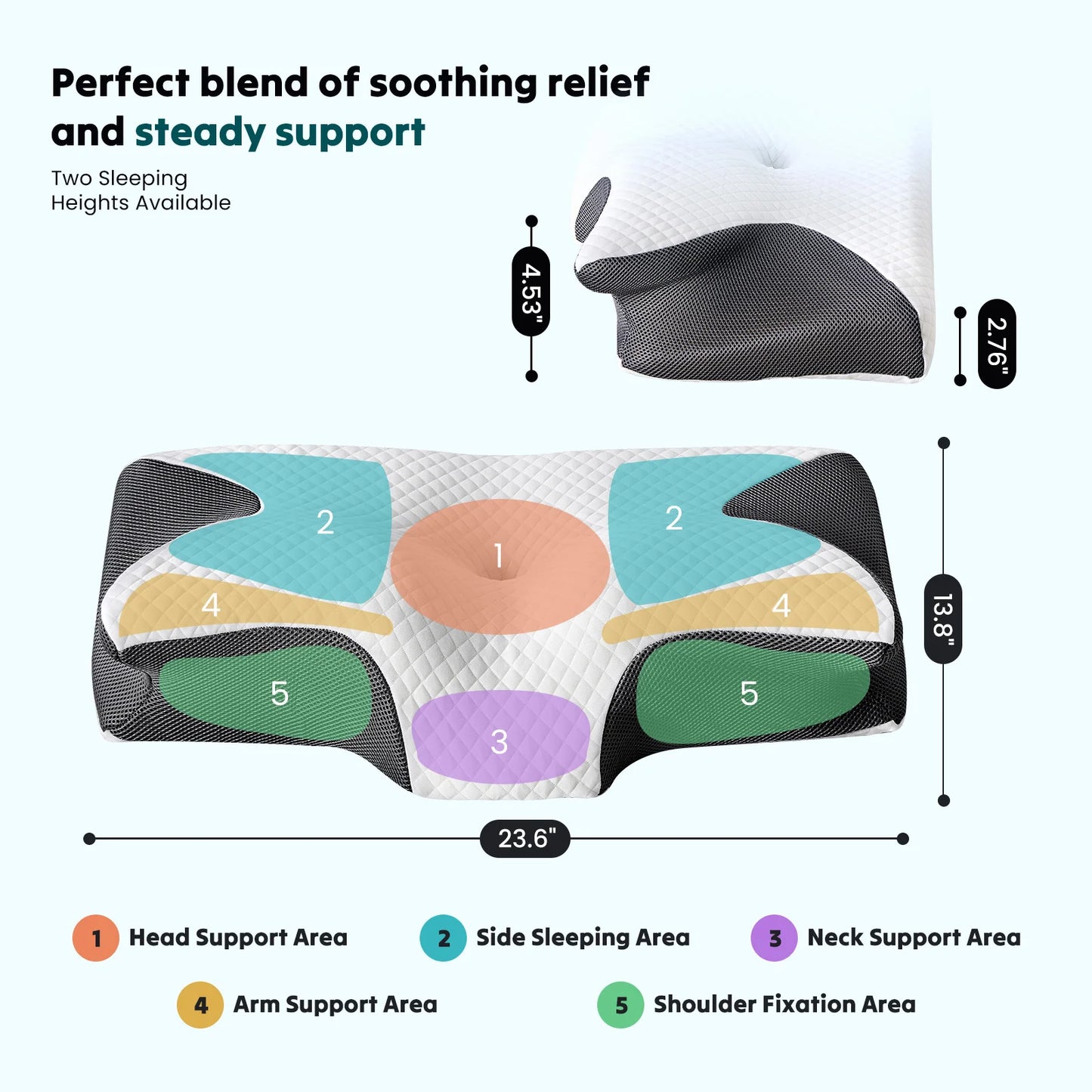 JHK Ergonomic Memory Foam Cervical Neck Pillow With Cooling Case