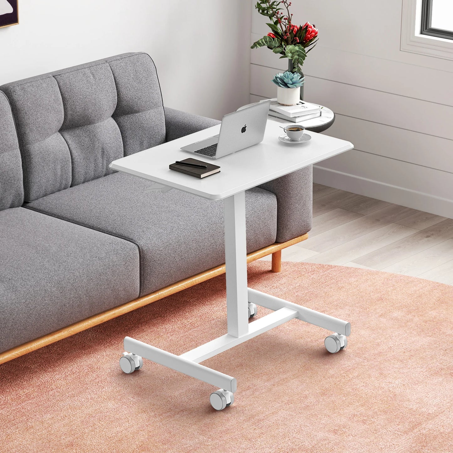 JHK Mobile Small Standing Desk Portable Laptop Height Adjustable Table