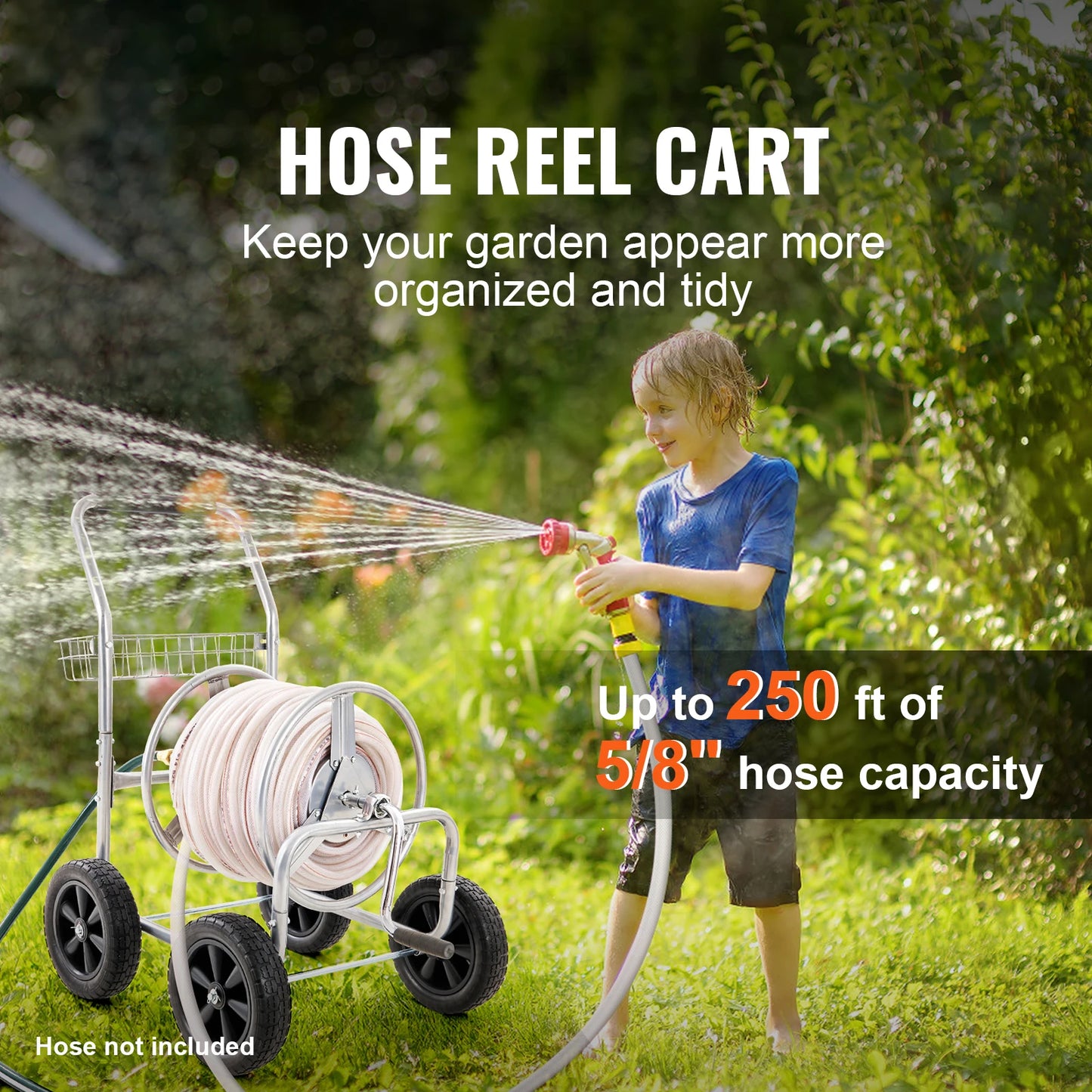 SucceBuy Hose Reel Cart 250ft Heavy Duty Garden Watering System