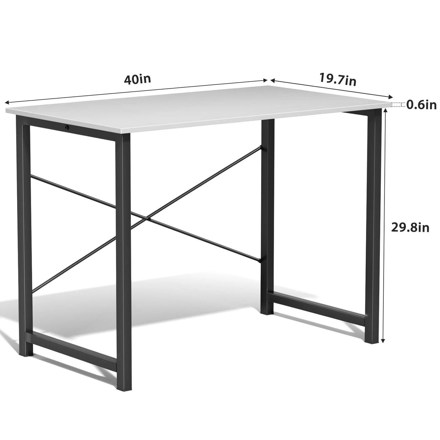 JHK Computer Desk Modern Wood Table With Metal Frame