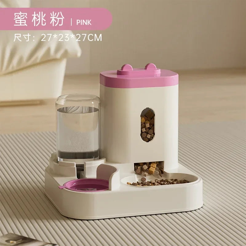 Automatic Pet Feeder With Water Fountain Large Capacity Storage
