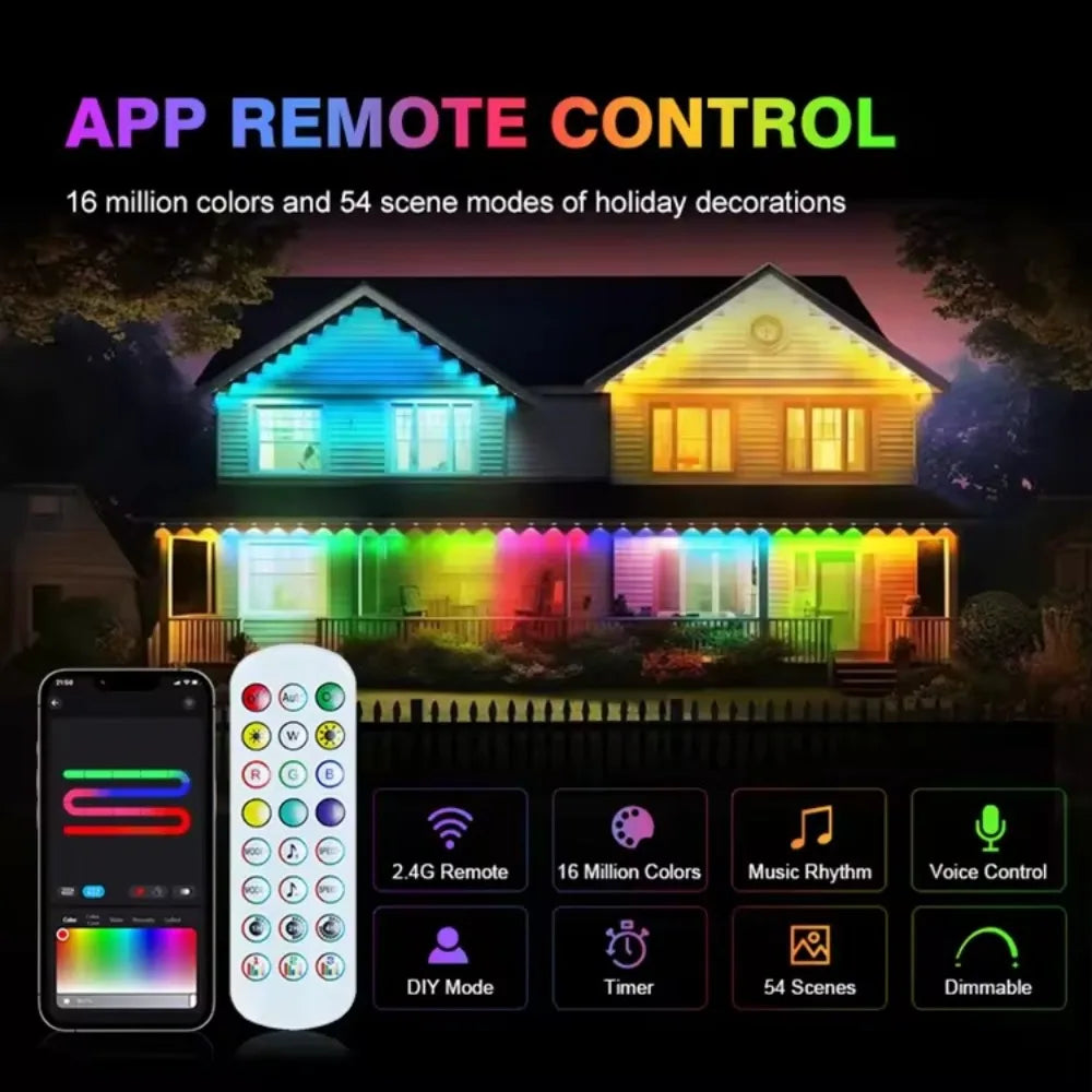 MIMIRGB Smart Outdoor Lights IP67 Eaves String With App