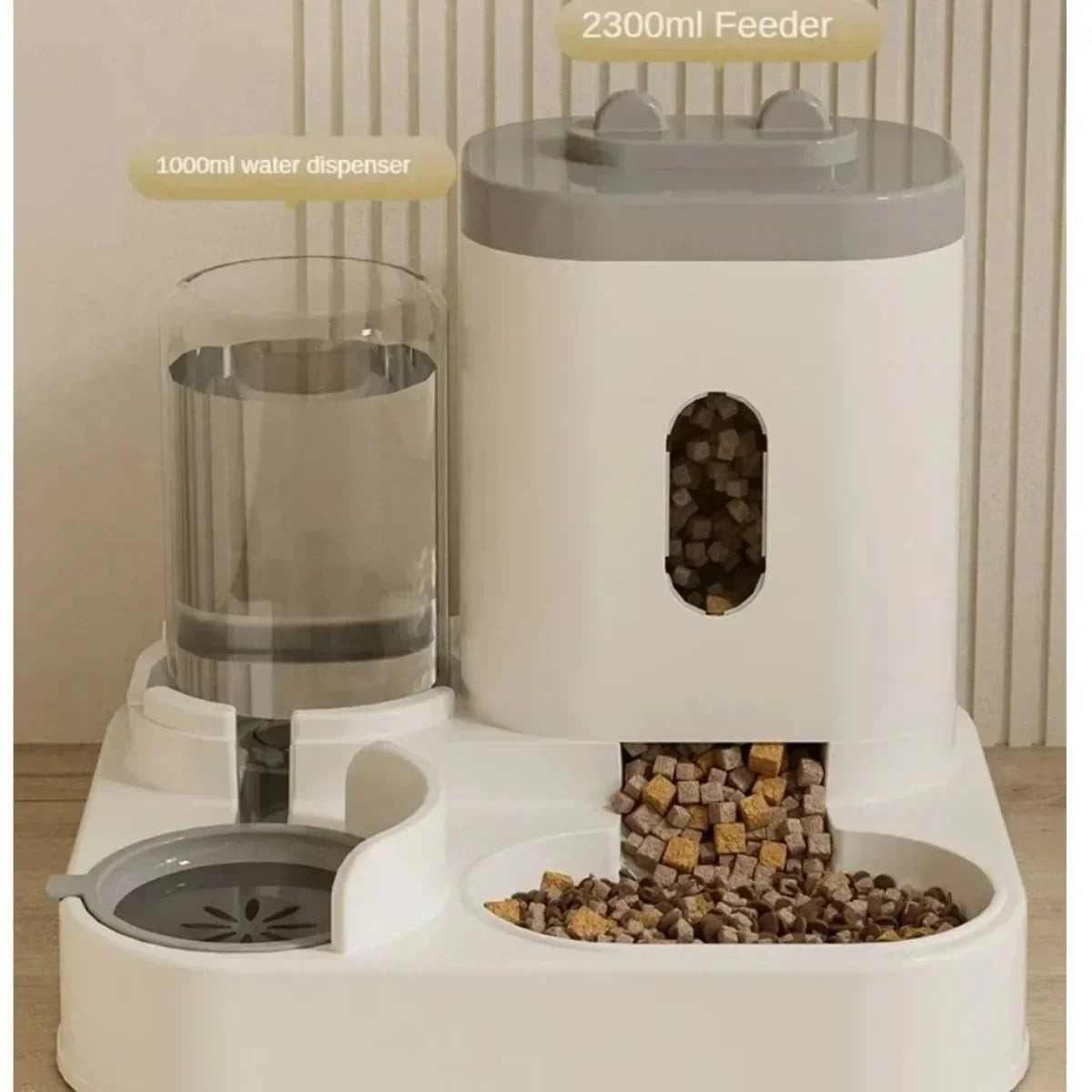 Automatic Pet Feeder With Water Fountain Large Capacity Storage