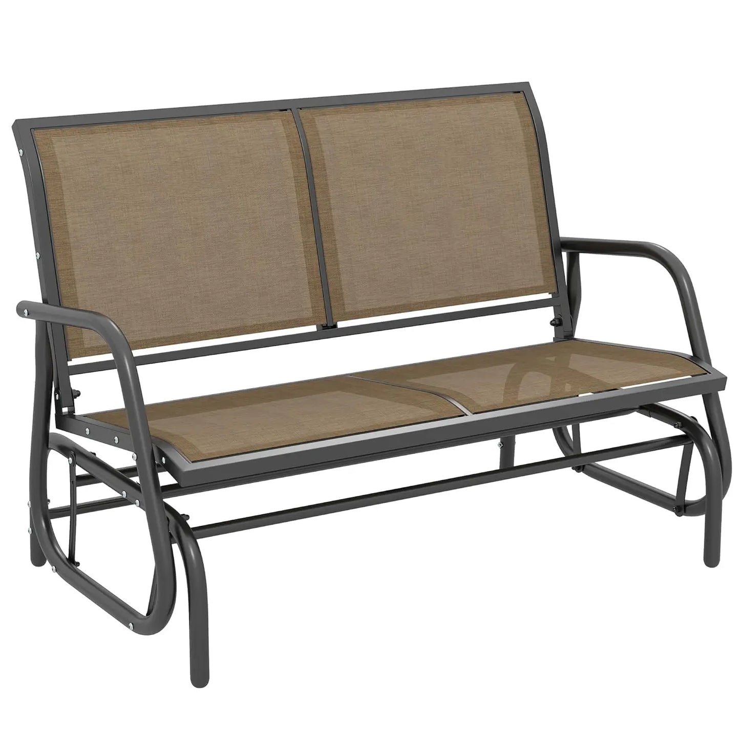 Outdoor Glider Bench With Powder Coated Steel Frame For Backyard