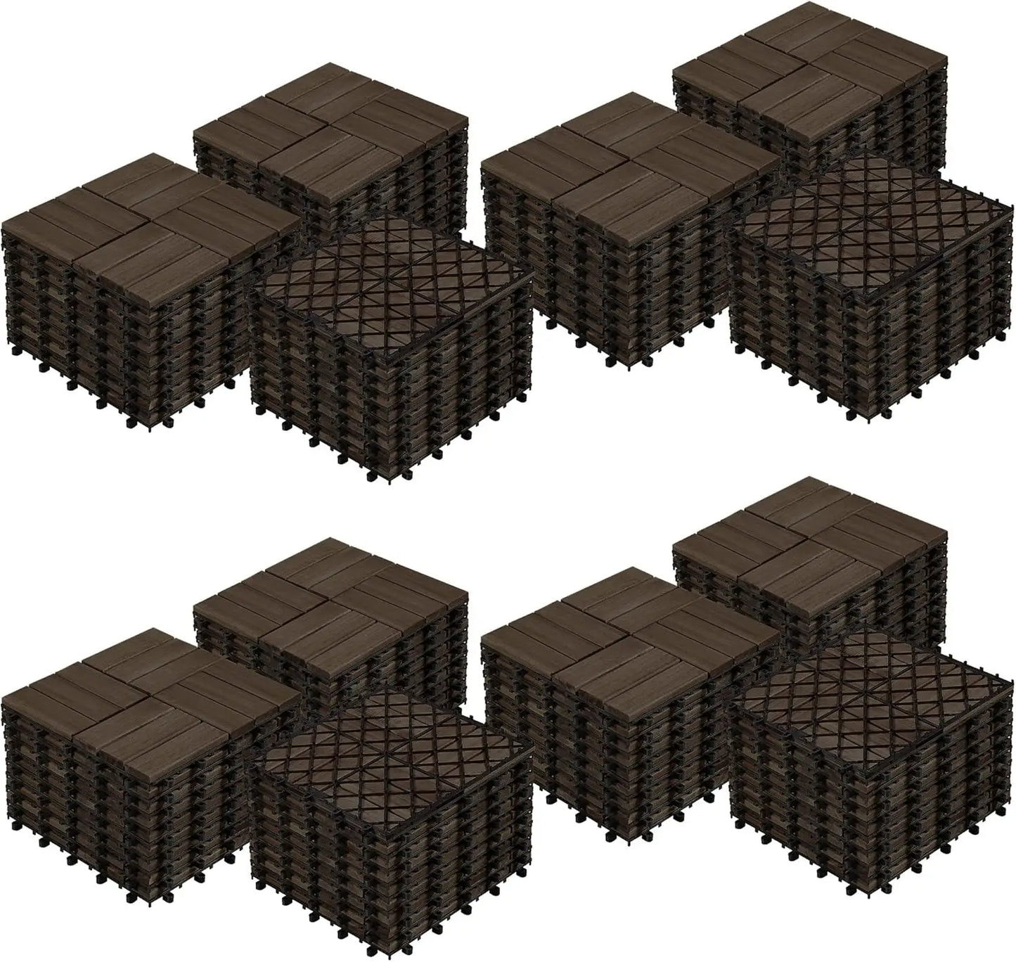 XMSJ Hardwood Interlocking Patio Deck Tiles Acacia Waterproof Wood