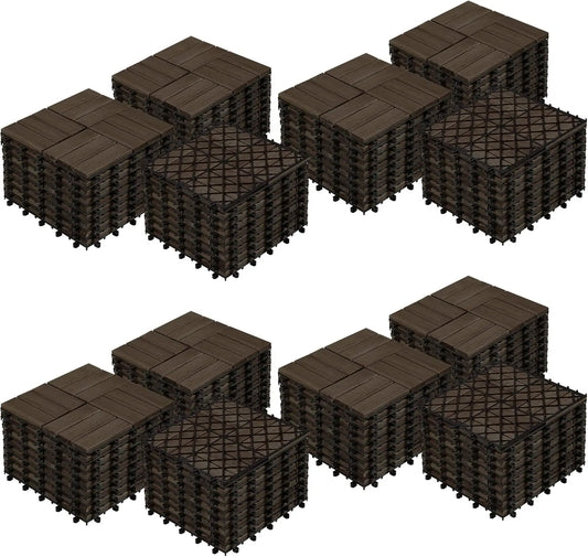 XMSJ Acacia Hardwood Interlocking Deck Tiles For Outdoor Patio Poolside