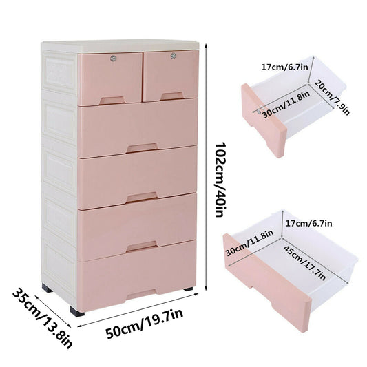 Six-Drawer Plastic Dresser Storage Tower For Home Office Bedroom