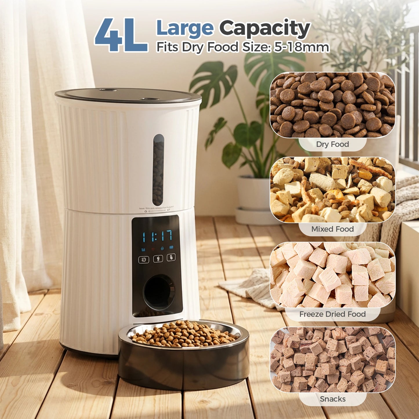 WiFi Automatic Cat Feeder With App Control Programmable