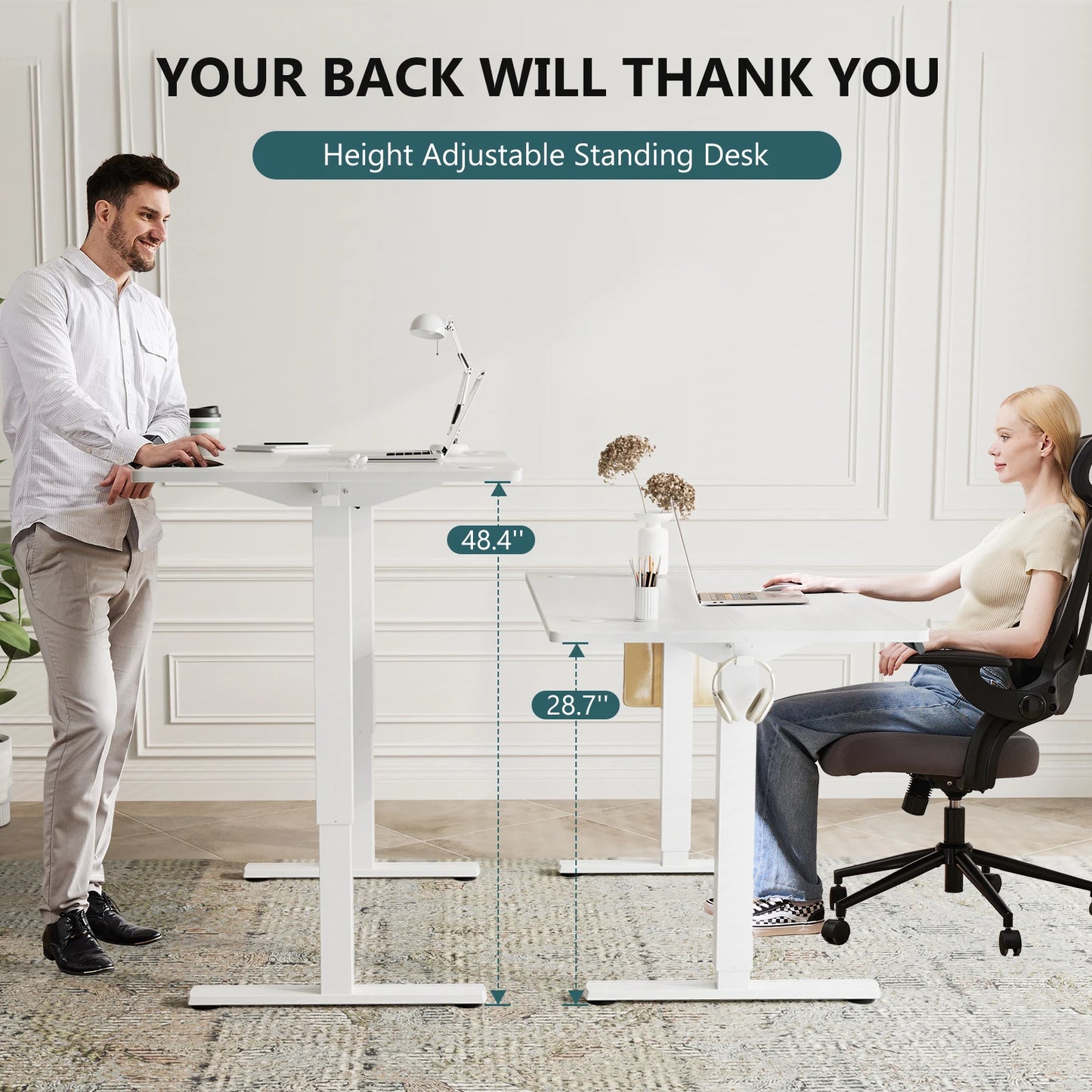JHK Electric Standing Desk Height Adjustable Sit Stand Workstation