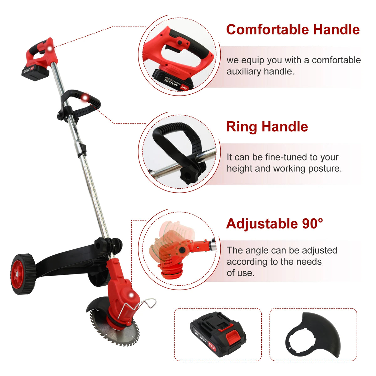 Cordless Electric Weed Trimmer And Edger With 21V Brushless Motor