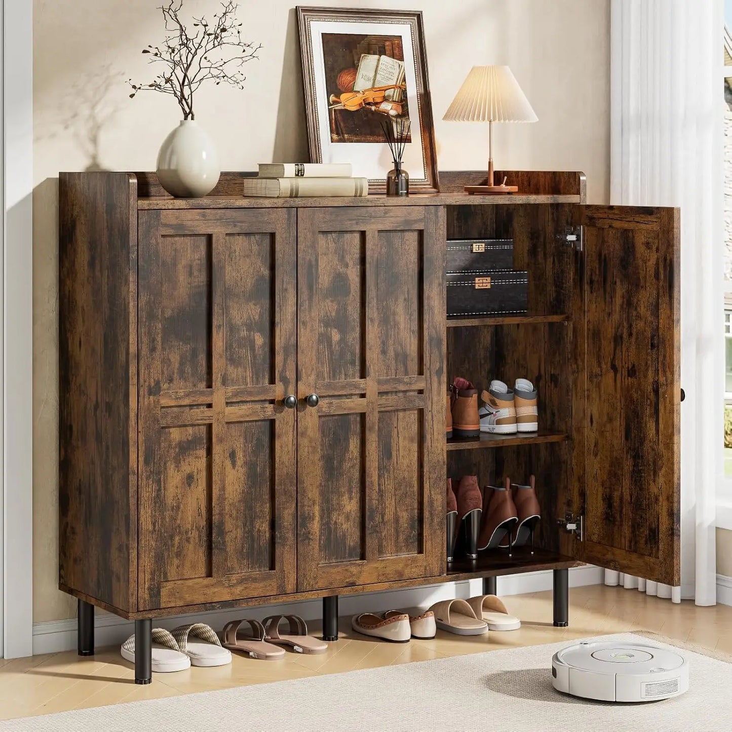 ONBRILL Modern Shoe Cabinet With 3 Doors, 30 Pair Storage