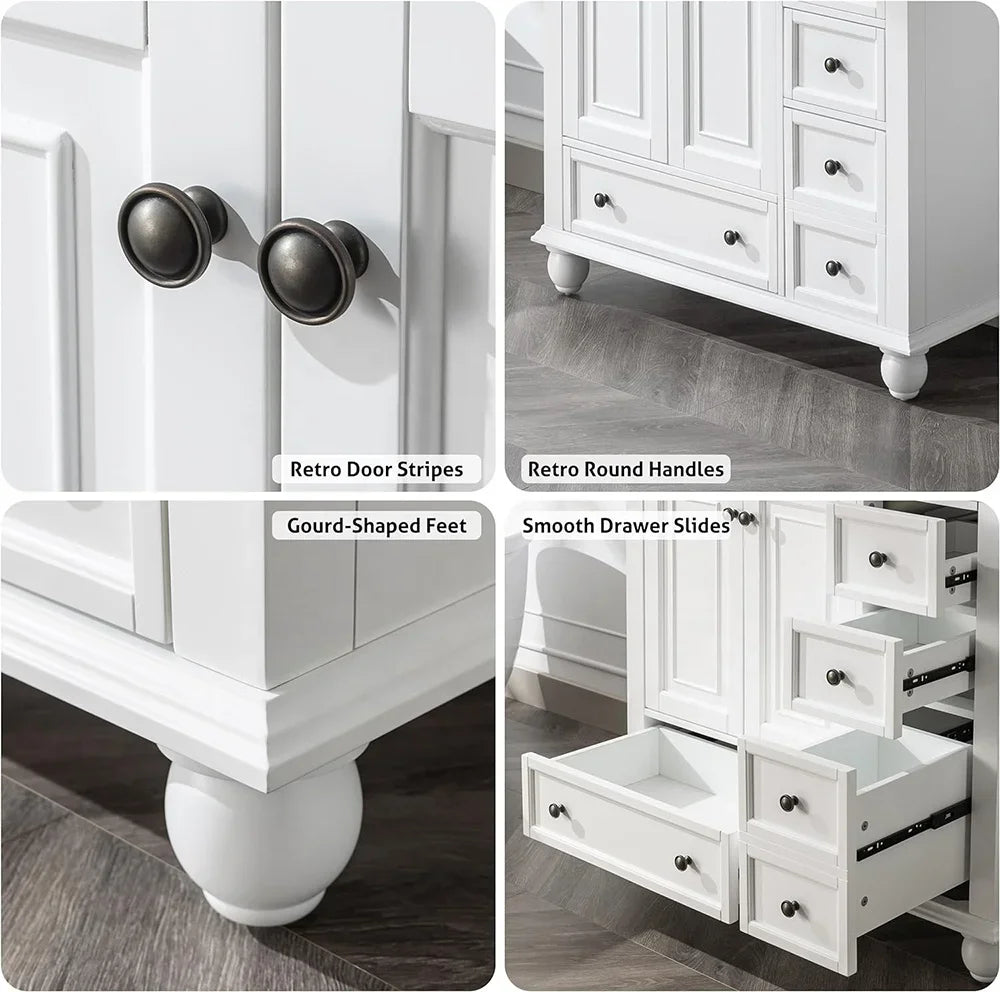 Classic Style Waterproof Wooden Bathroom Cabinet And Vanity