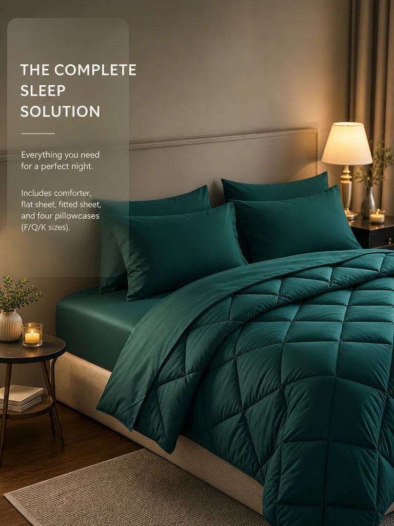 easYum 7-Piece Bedding Set With Comforter Flat Fitted Sheets Pillowcases