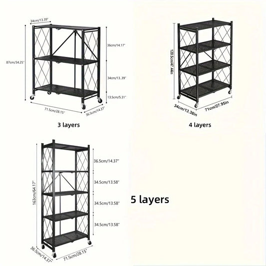 Heavy Duty Foldable Metal Storage Rack With Wheels For Garage