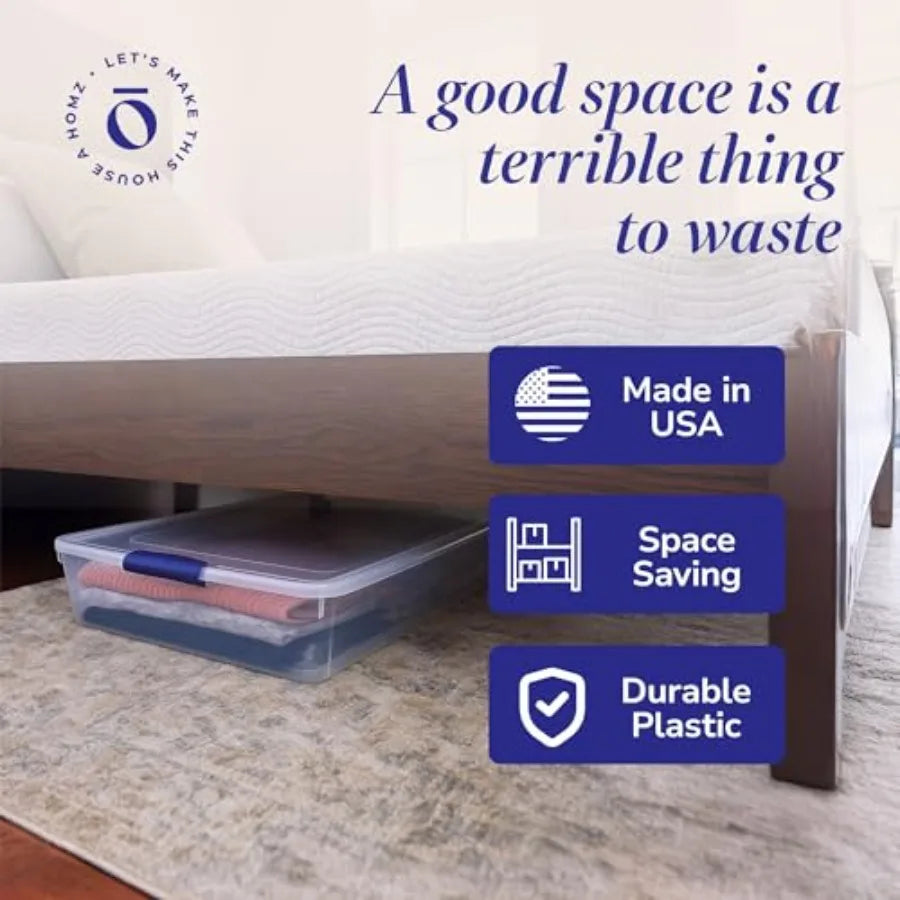 2 Pack Under Bed Storage Containers With Lids Stackable