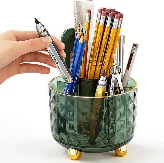 Rotating Desk Pen Holder With Six Compartments For Desktop