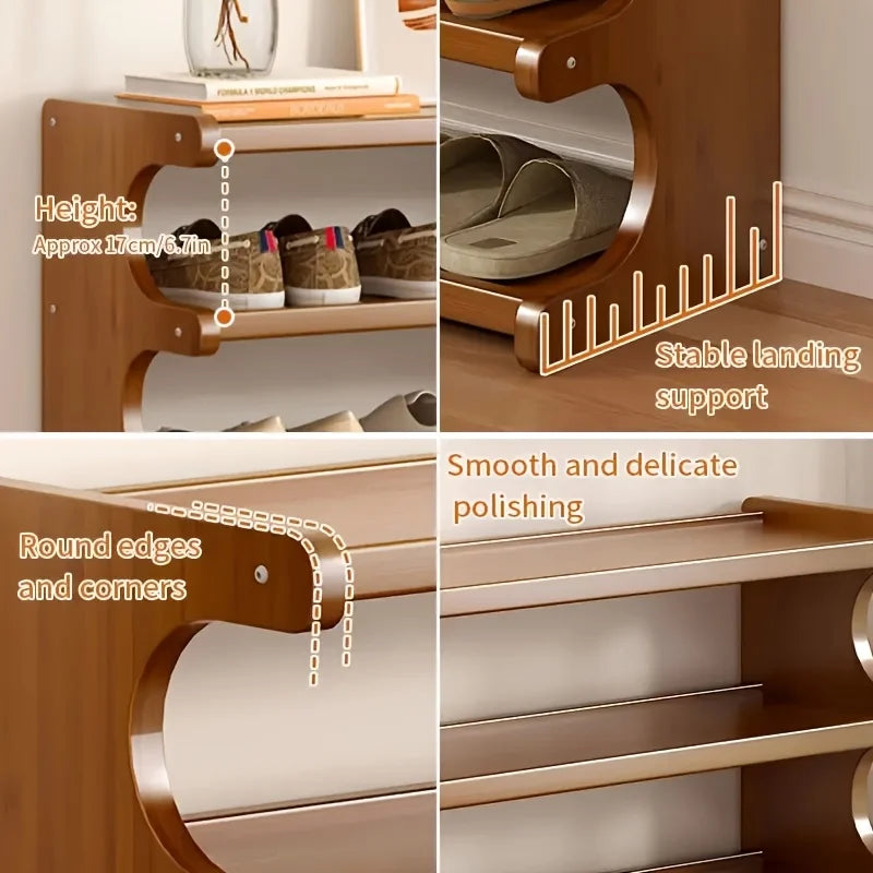 Wood Grain Shoe Rack Space Saving Storage Organizer
