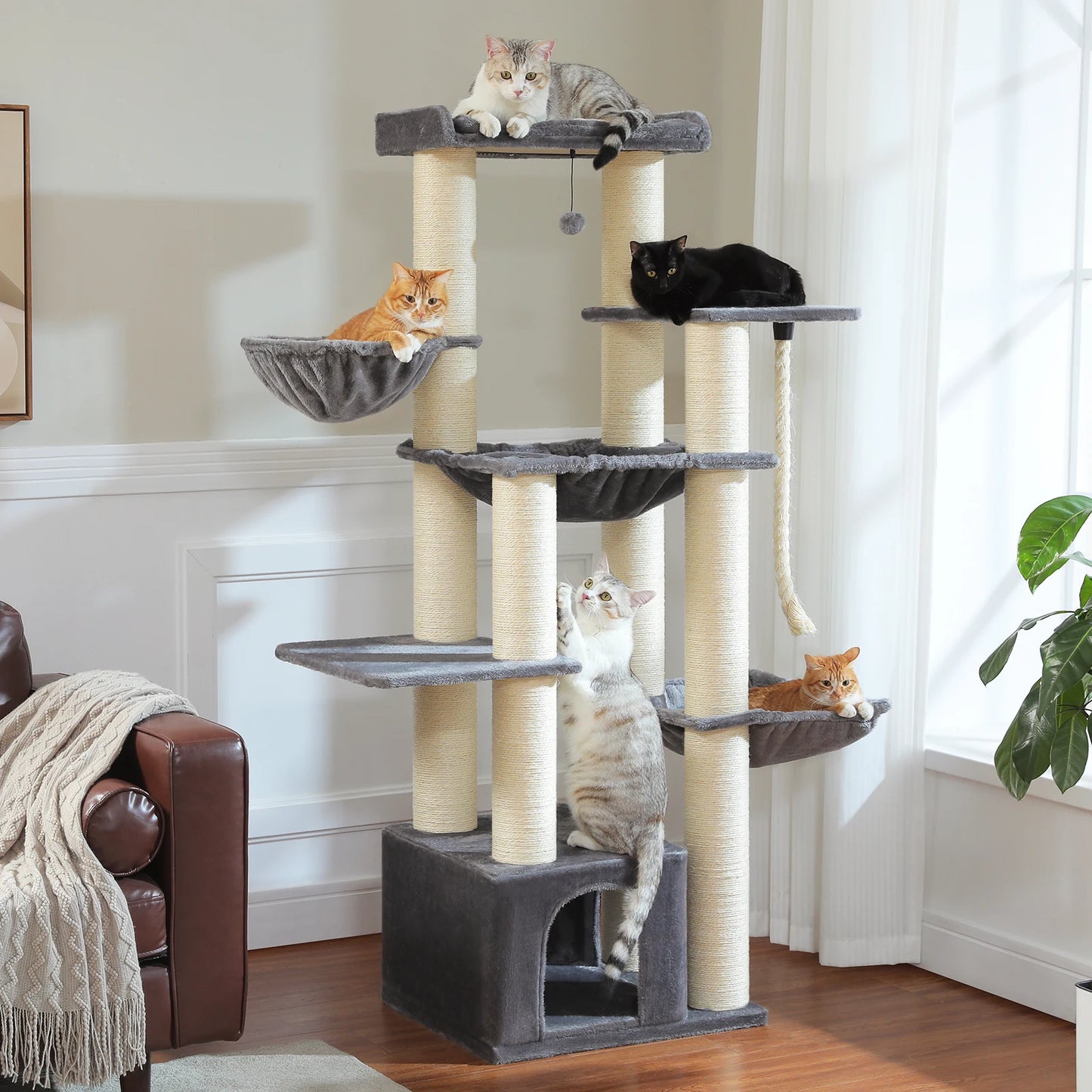 PAWZ Road Large Cat Tree Tower With Hammock And Levels