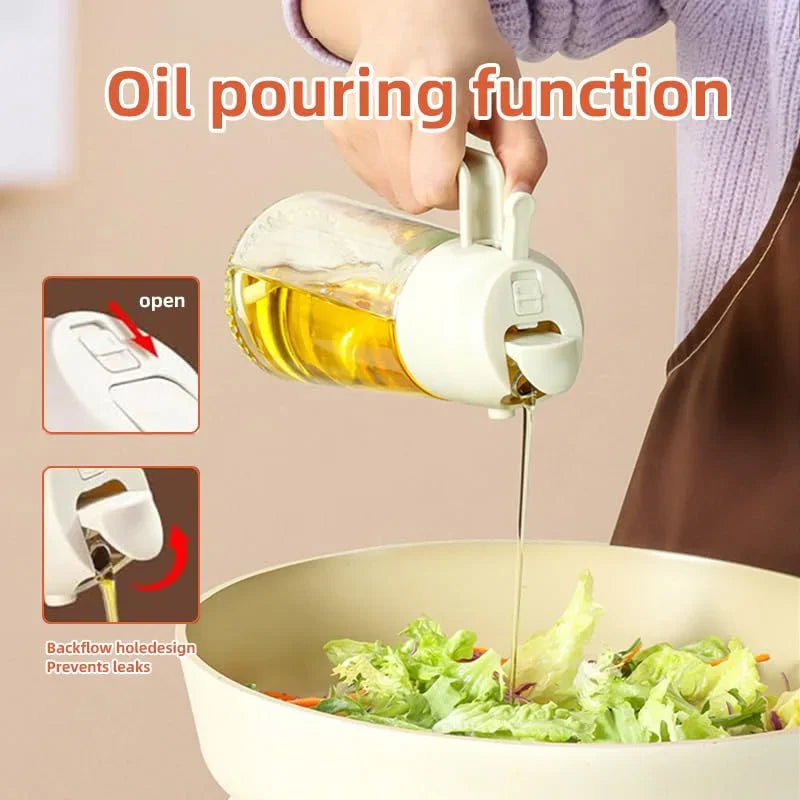 Pour And Spray Oil Dispenser Bottle For Olive Oil Kitchen